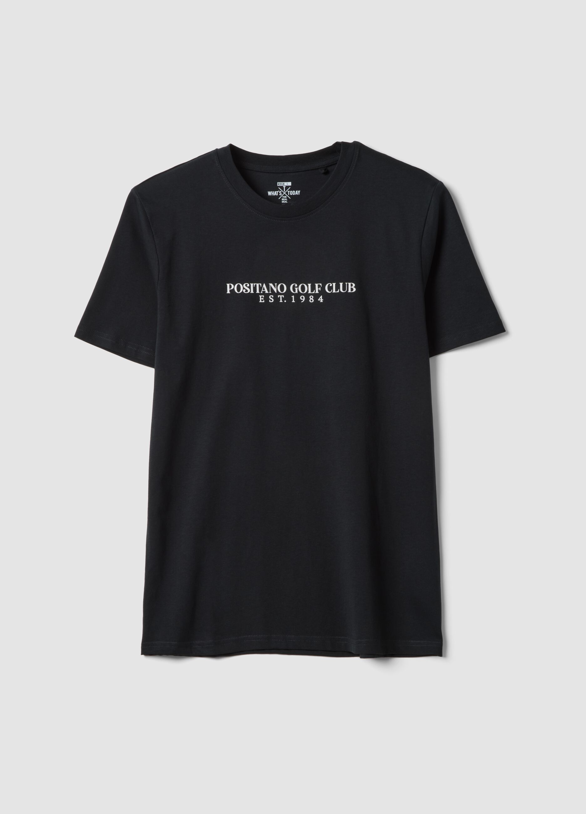 Black slogan T-shirt in pure cotton, regular fit
