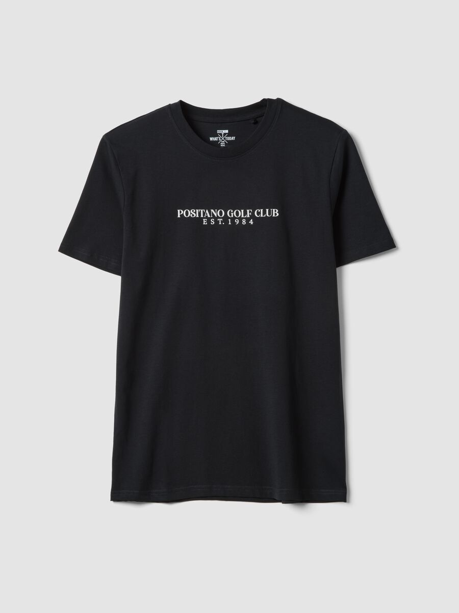 Black slogan T-shirt in pure cotton, regular fit_0
