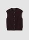 Brown pure cotton knitted vest with crew neck, regular fit_4