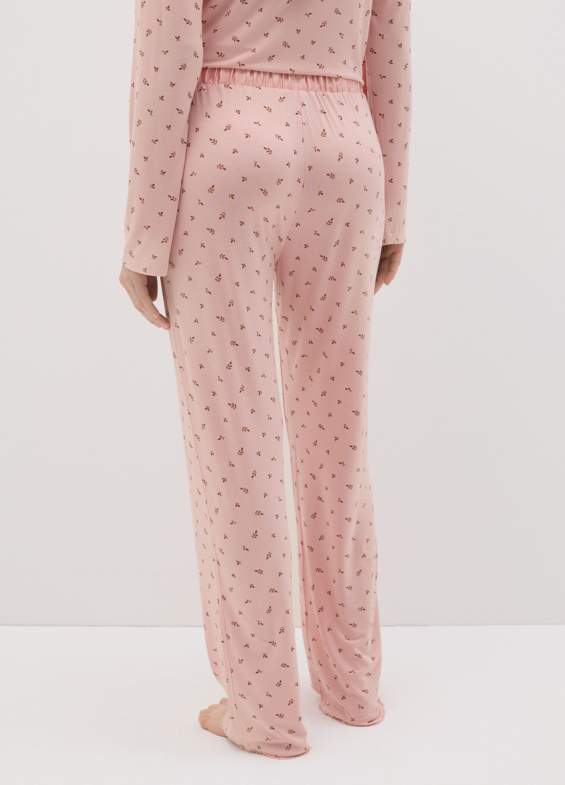Pantalone pigiama stampa foglioline