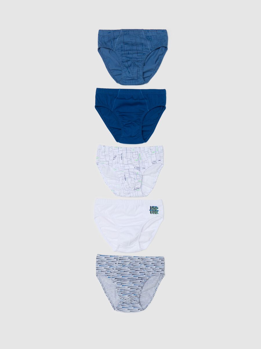 Set cinque slip in cotone con stampa "Nap Time" _0