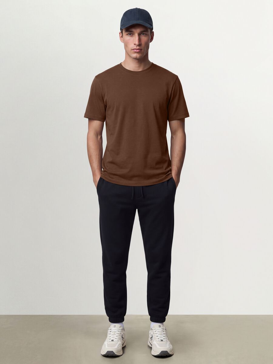 T-shirt marrone in puro cotone organico jersey regular fit_1