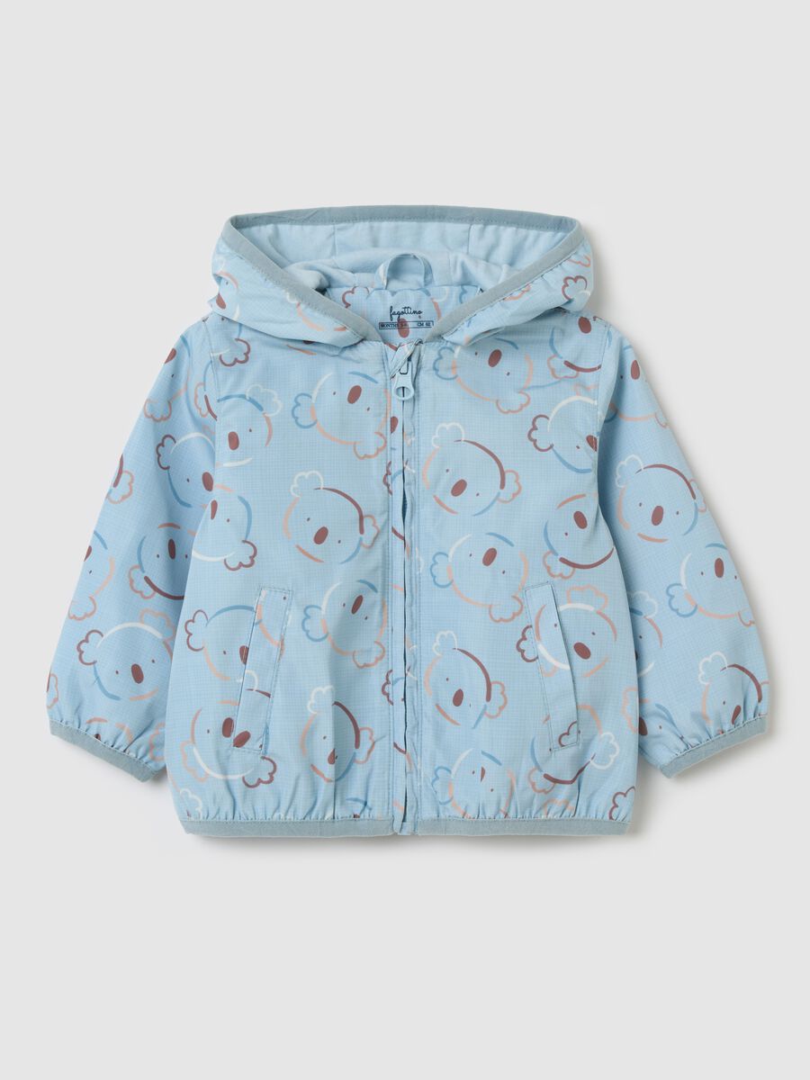 Waterproof jacket with hood and koala print_0