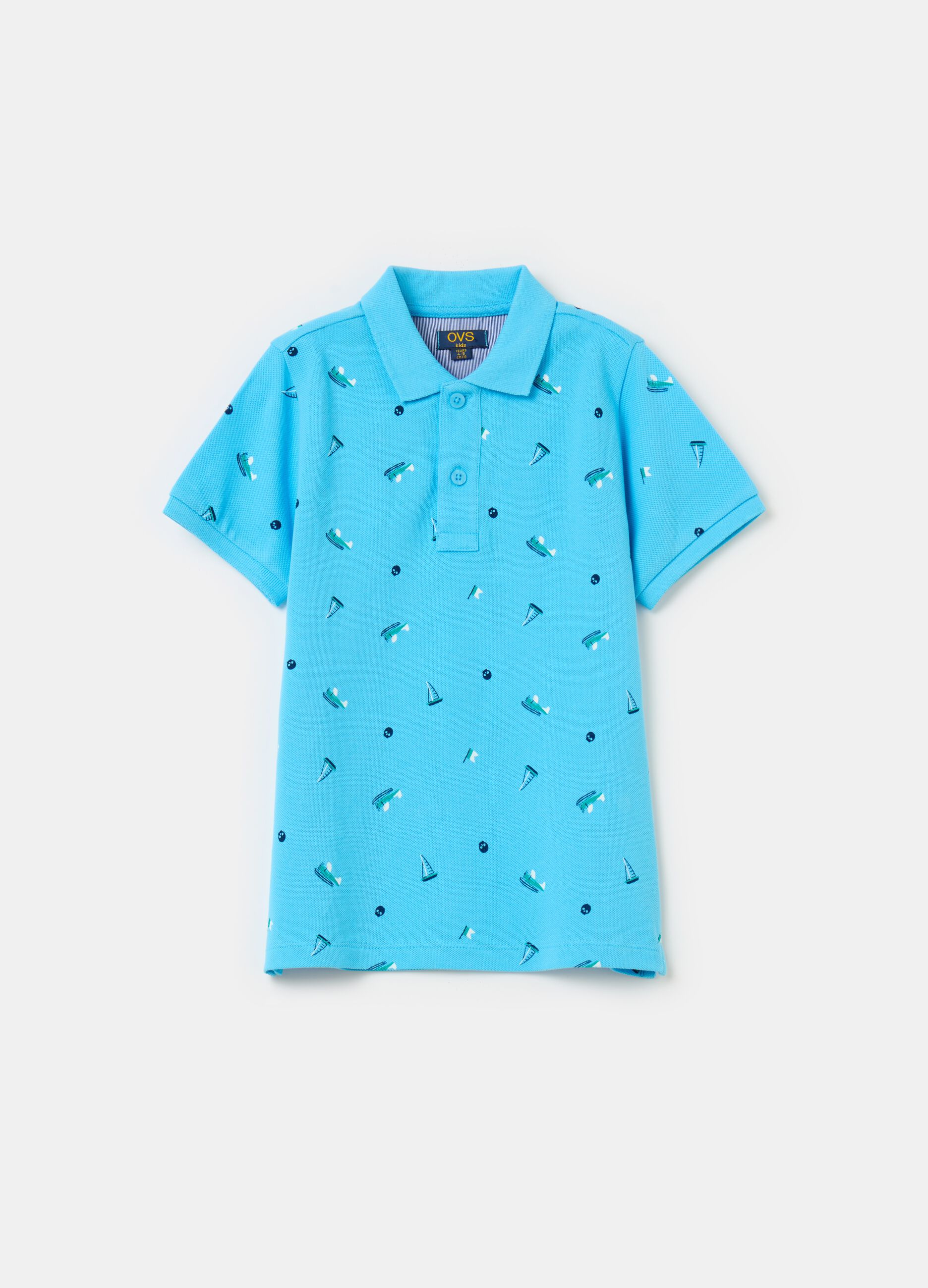 Polo shirt in pique with print