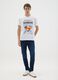 Men's white pure cotton T-shirt with Superman logo_0