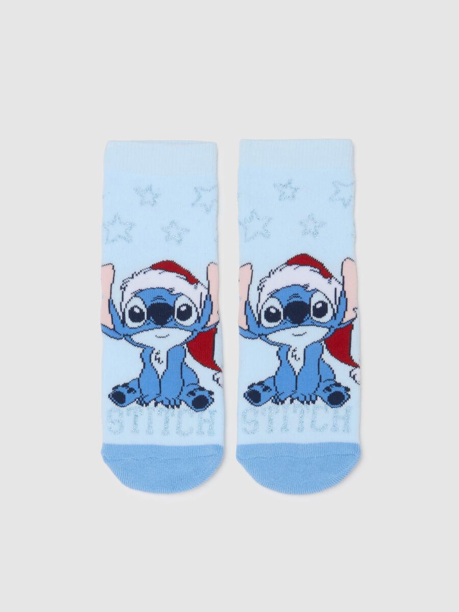 Calze antiscivolo da bambina in misto cotone azzurre con fantasia Disney_0