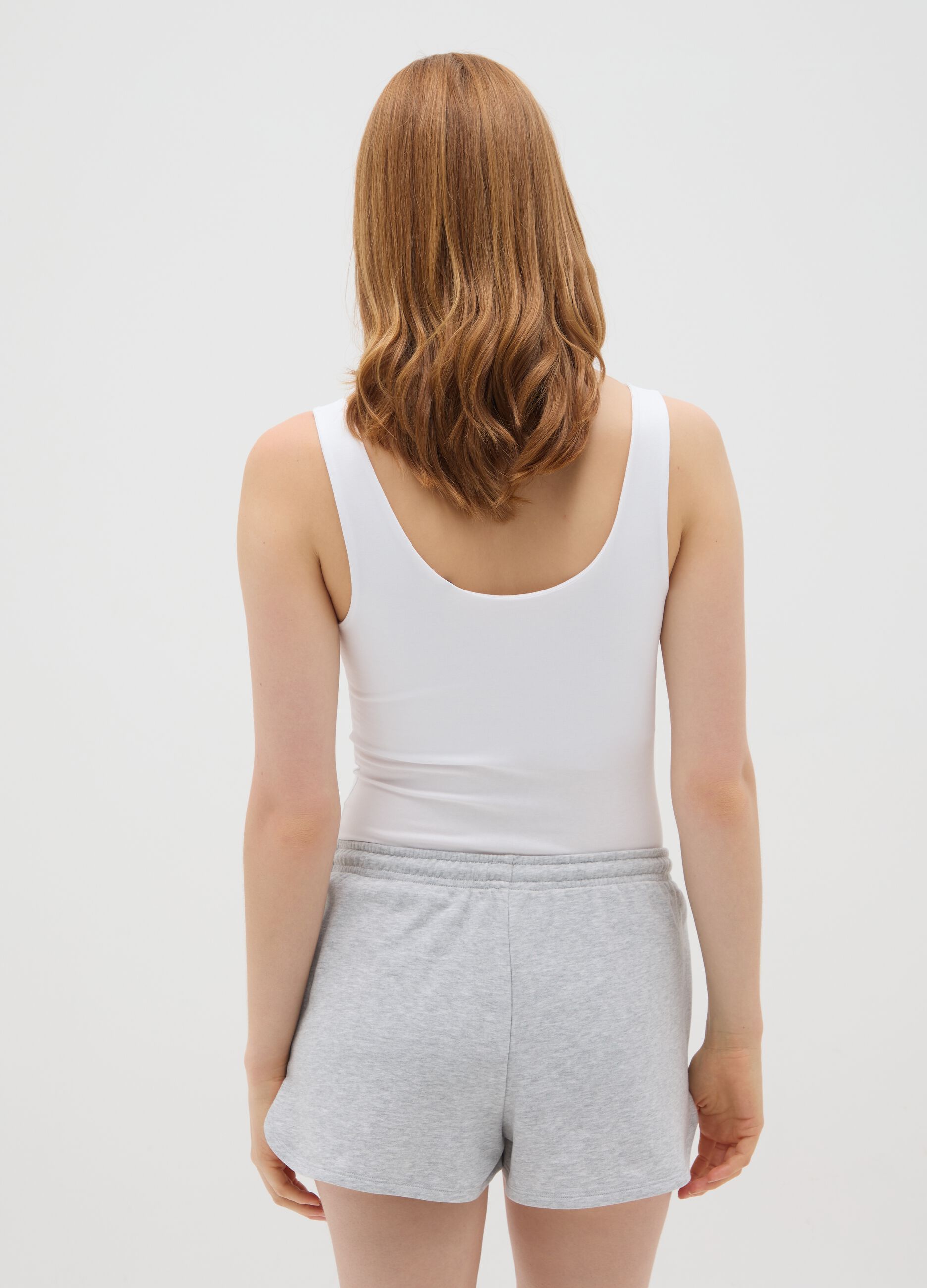 Women's white regular fit stretch cotton bodysuit