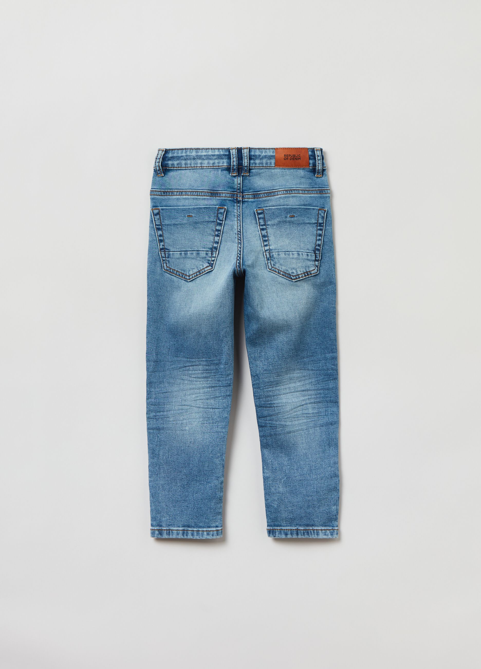 Jeans slim fit cinque tasche con coulisse_1