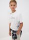 White oversized pure cotton T-shirt with "Never Benched" slogan for boys_1
