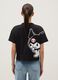 Regular fit black pure cotton T-shirt with Kuromi print and rhinestones_2