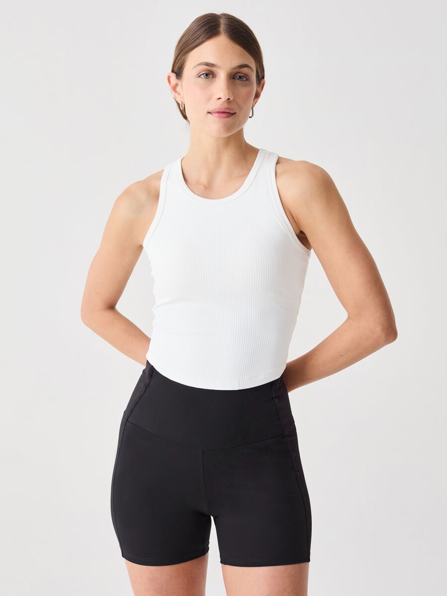 ALTAVIA STUDIO crop tank top in ribbed technical fabric_0