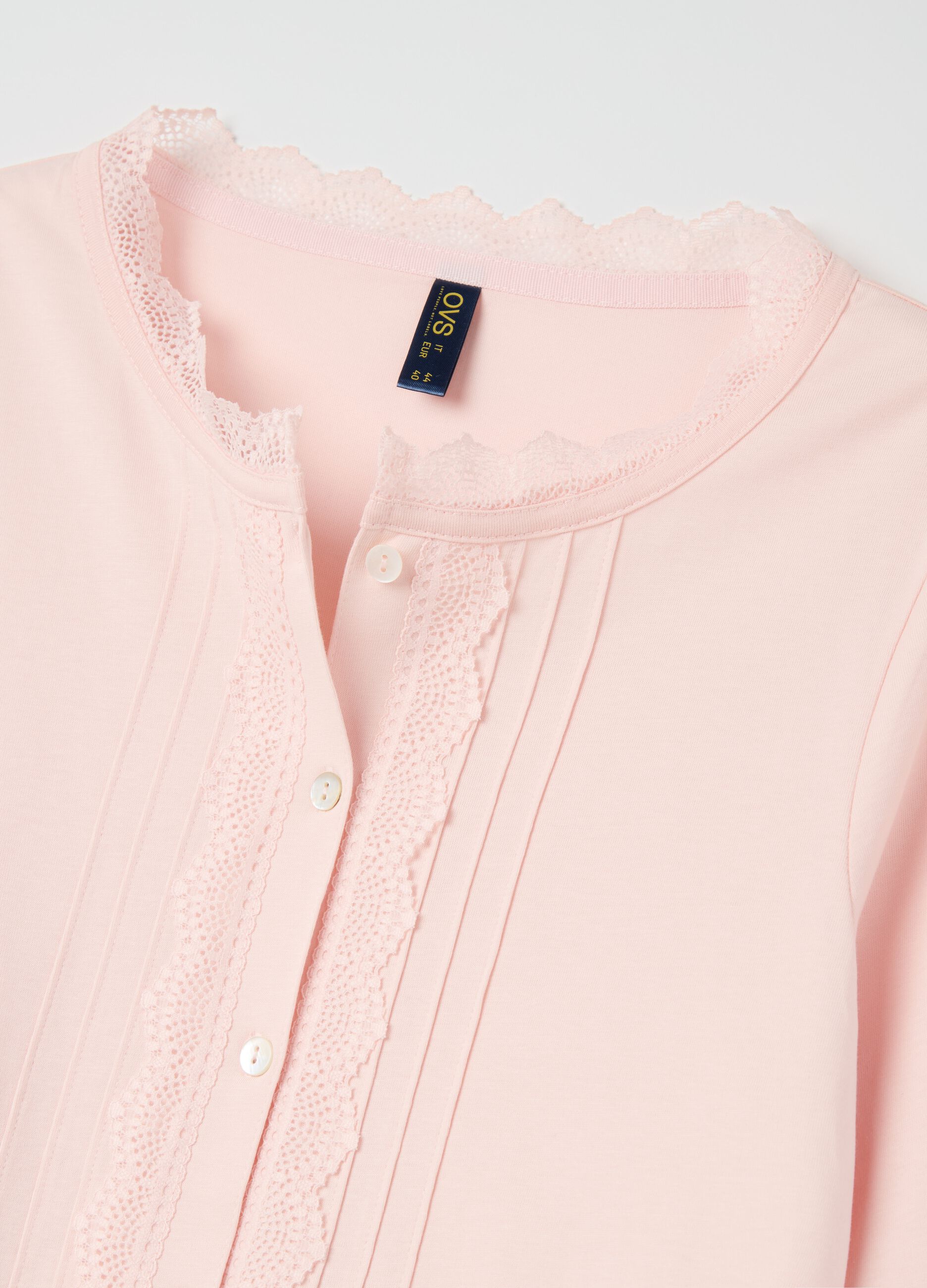Full-length pyjamas with granddad neckline top