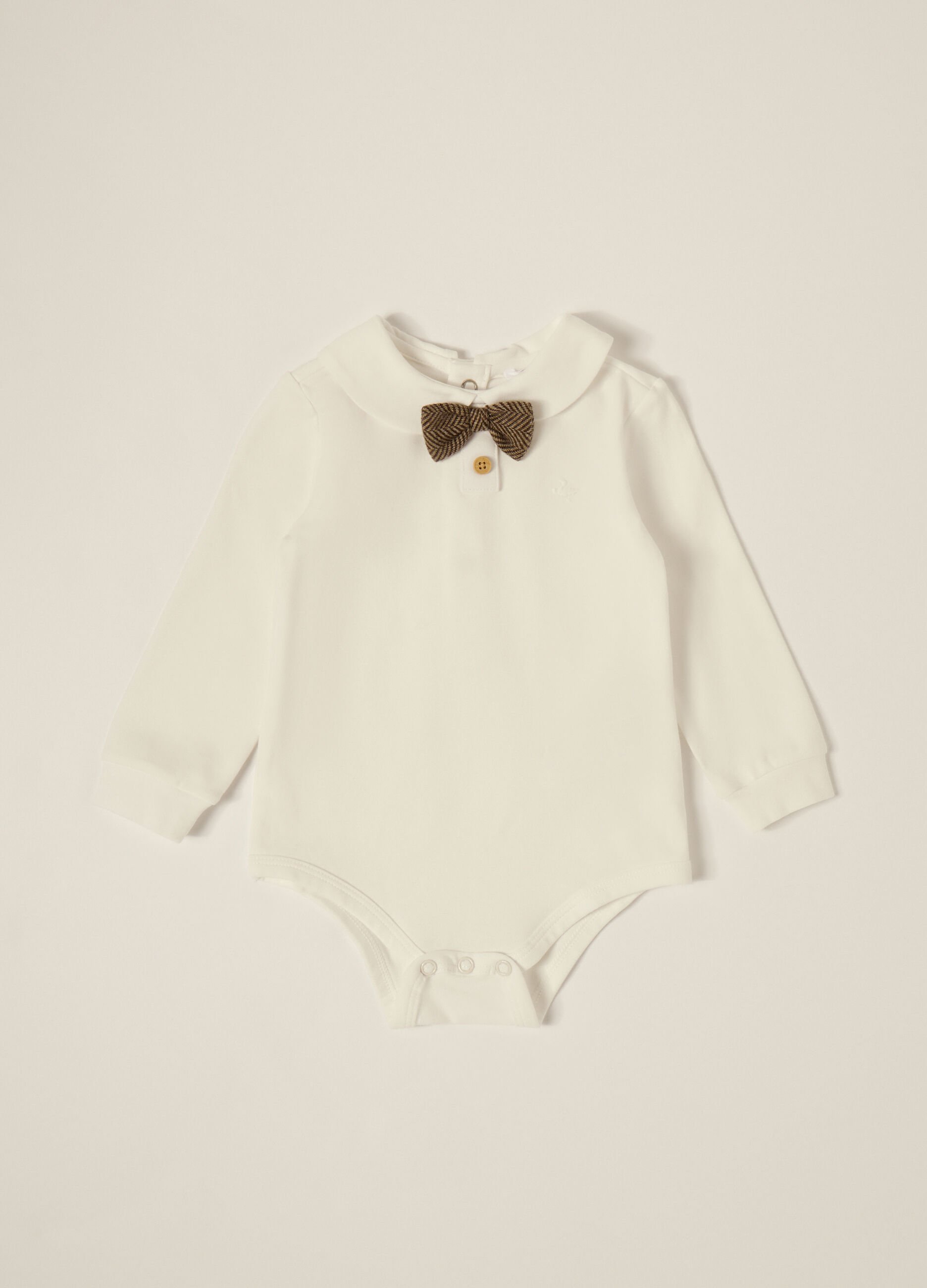 Body bianco con papillon per neonato
