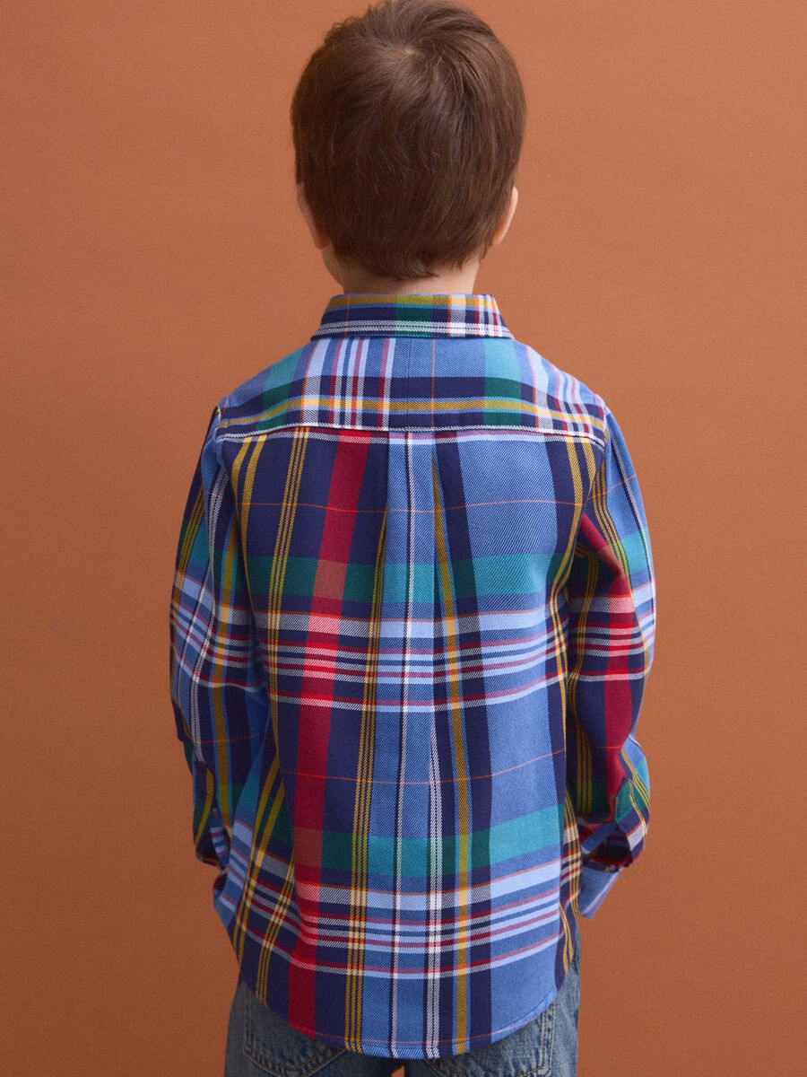 Camicia multicolor in puro cotone a quadri con collo classico button-down_2