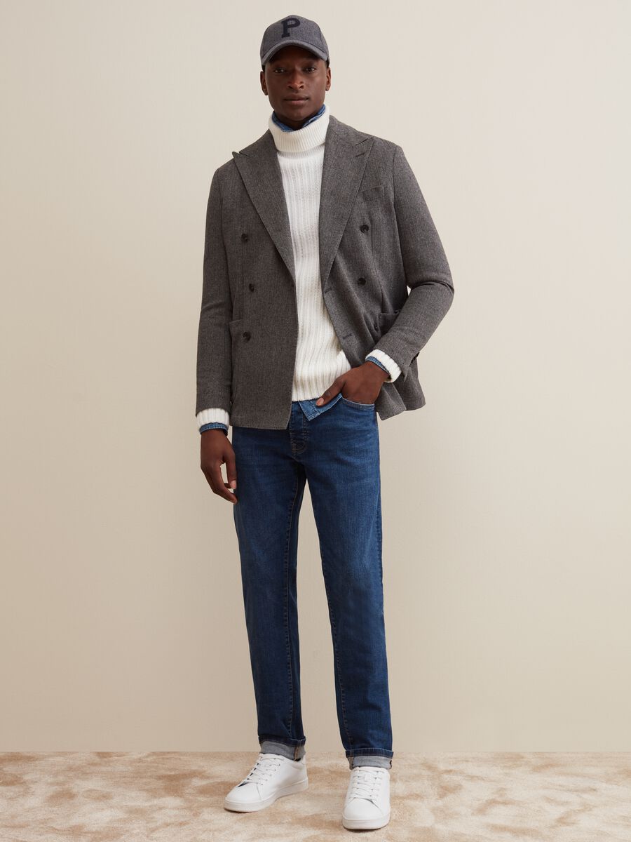 Blazer doppiopetto con disegnatura_0