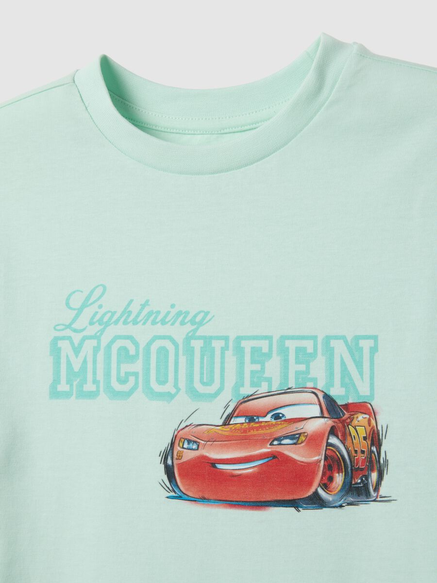 Children's green short pyjamas in pure cotton, regular fit with prints_2