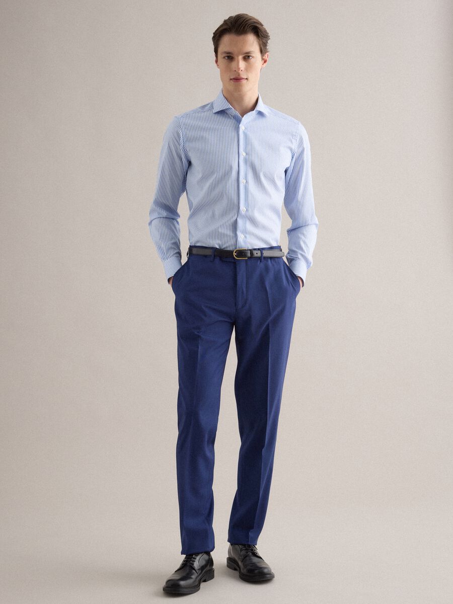 Multicolour striped slim fit pure cotton shirt_1