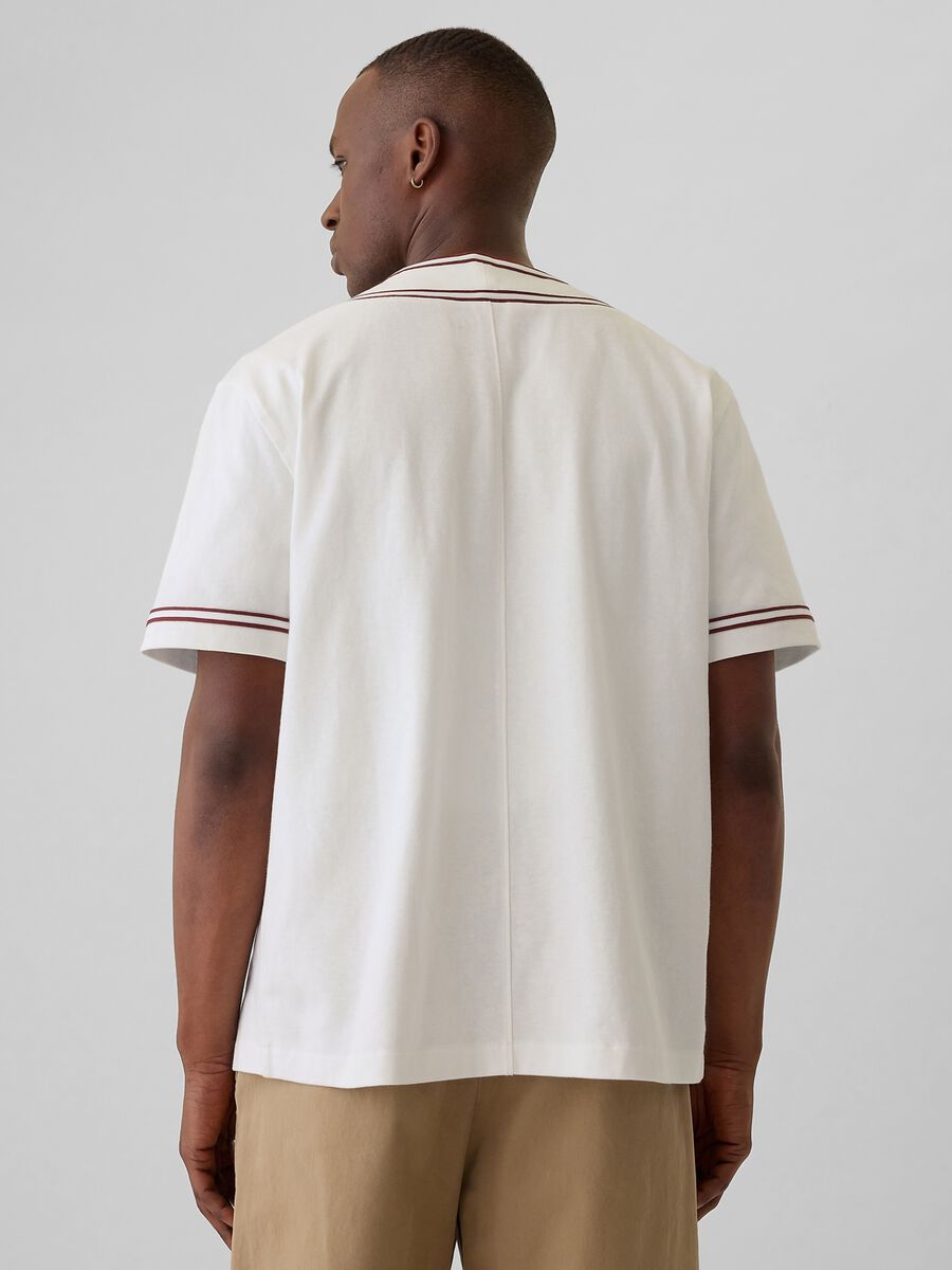 T-shirt da baseball in cotone con ricamo logo_2