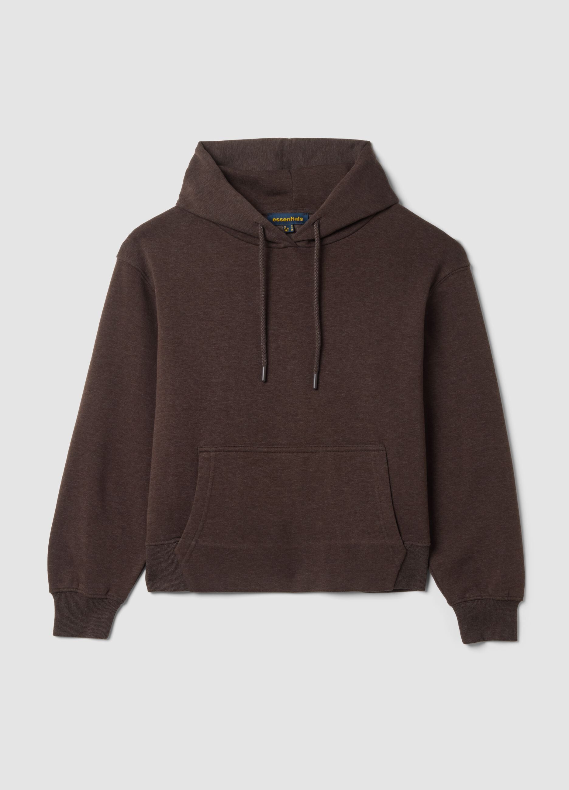 Brown cotton-blend fleece hoodie in a regular fit