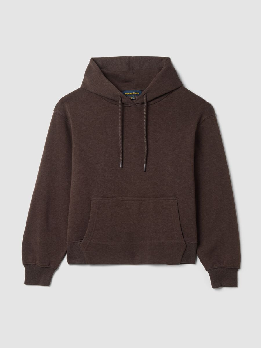 Brown cotton-blend fleece hoodie in a regular fit_0