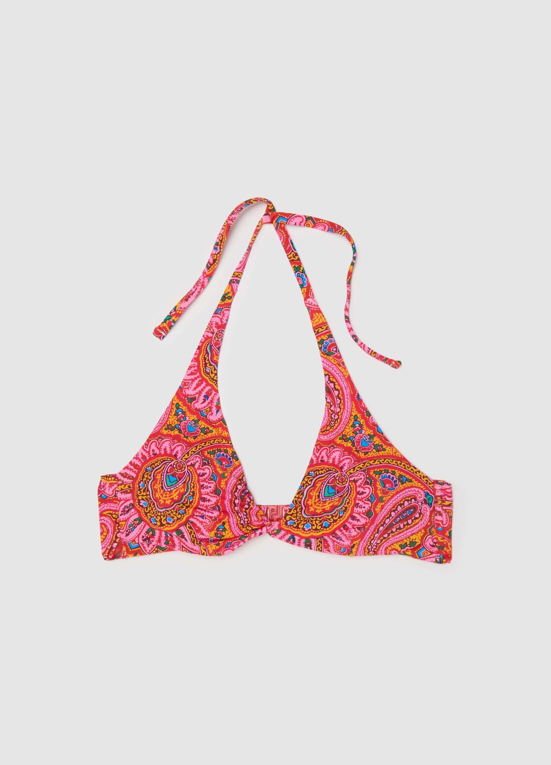 Top bikini da donna in tessuto elasticizzato multicolor