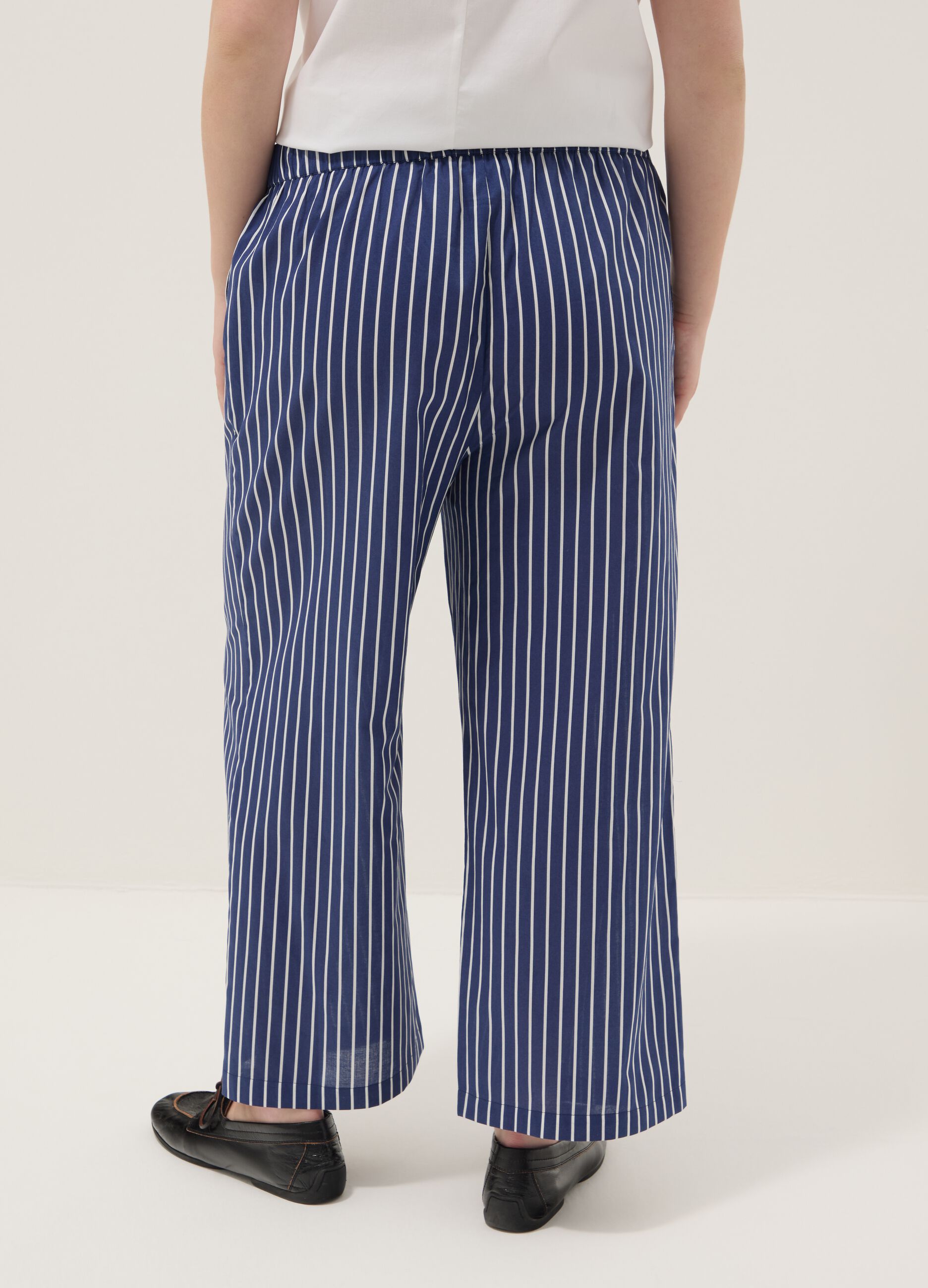 Blue striped pure cotton trousers