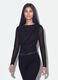 Black fitted stretch bodysuit with rhinestones_0