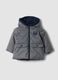 Long grey padded jacket with hood and zip_0