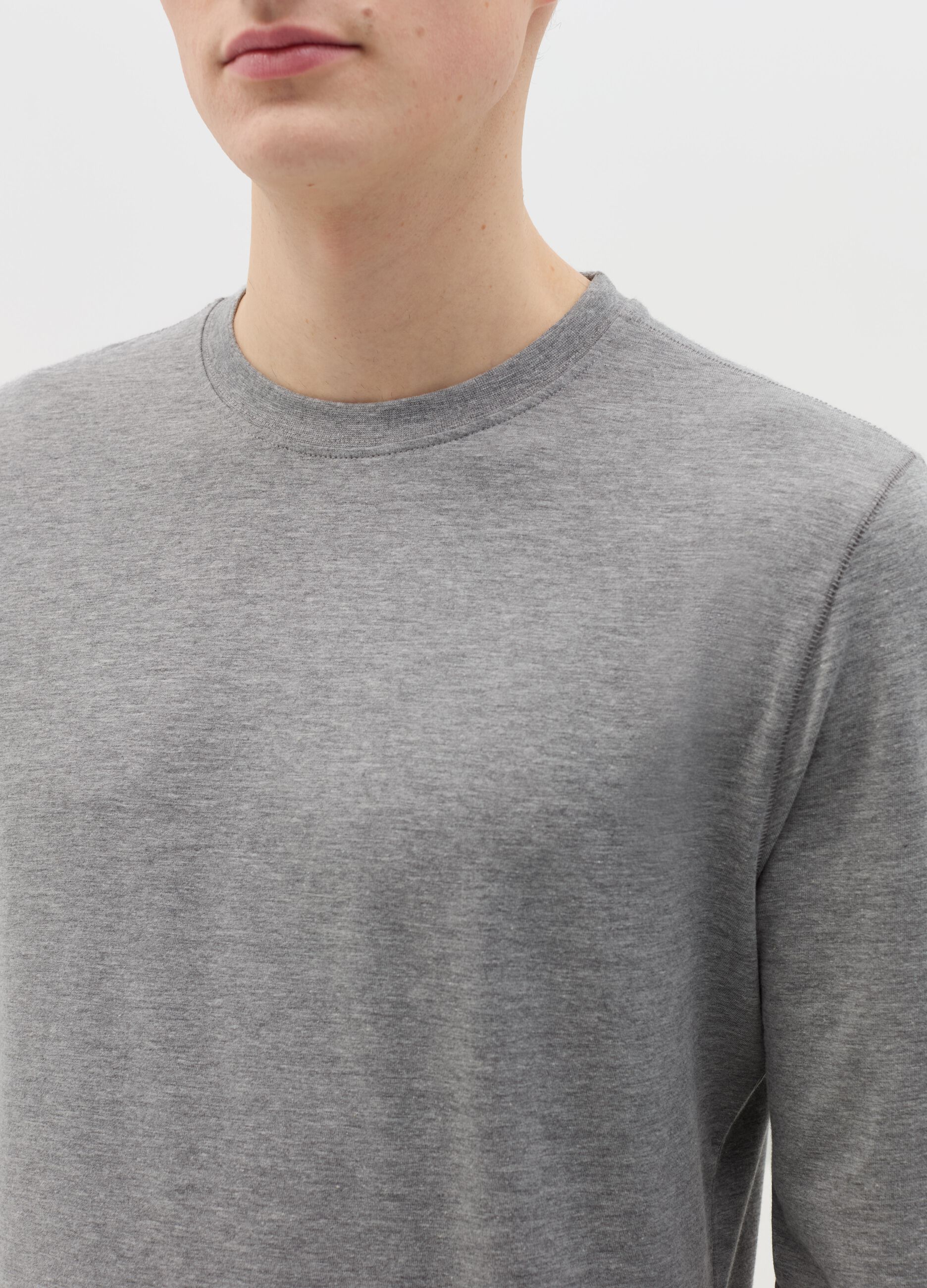 Long-sleeved T-shirt in stretch cotton