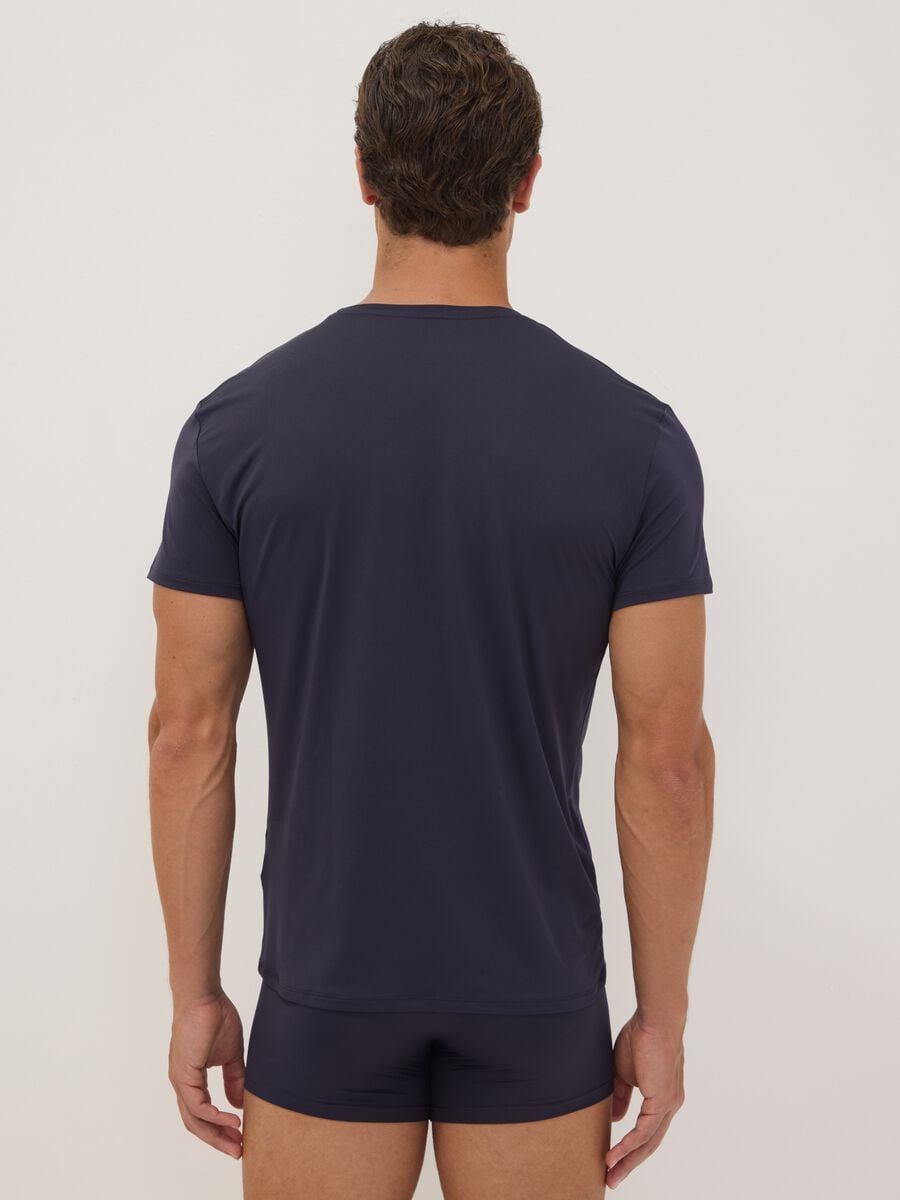 Twin pack of blue stretch microfibre T-shirts, regular fit_2