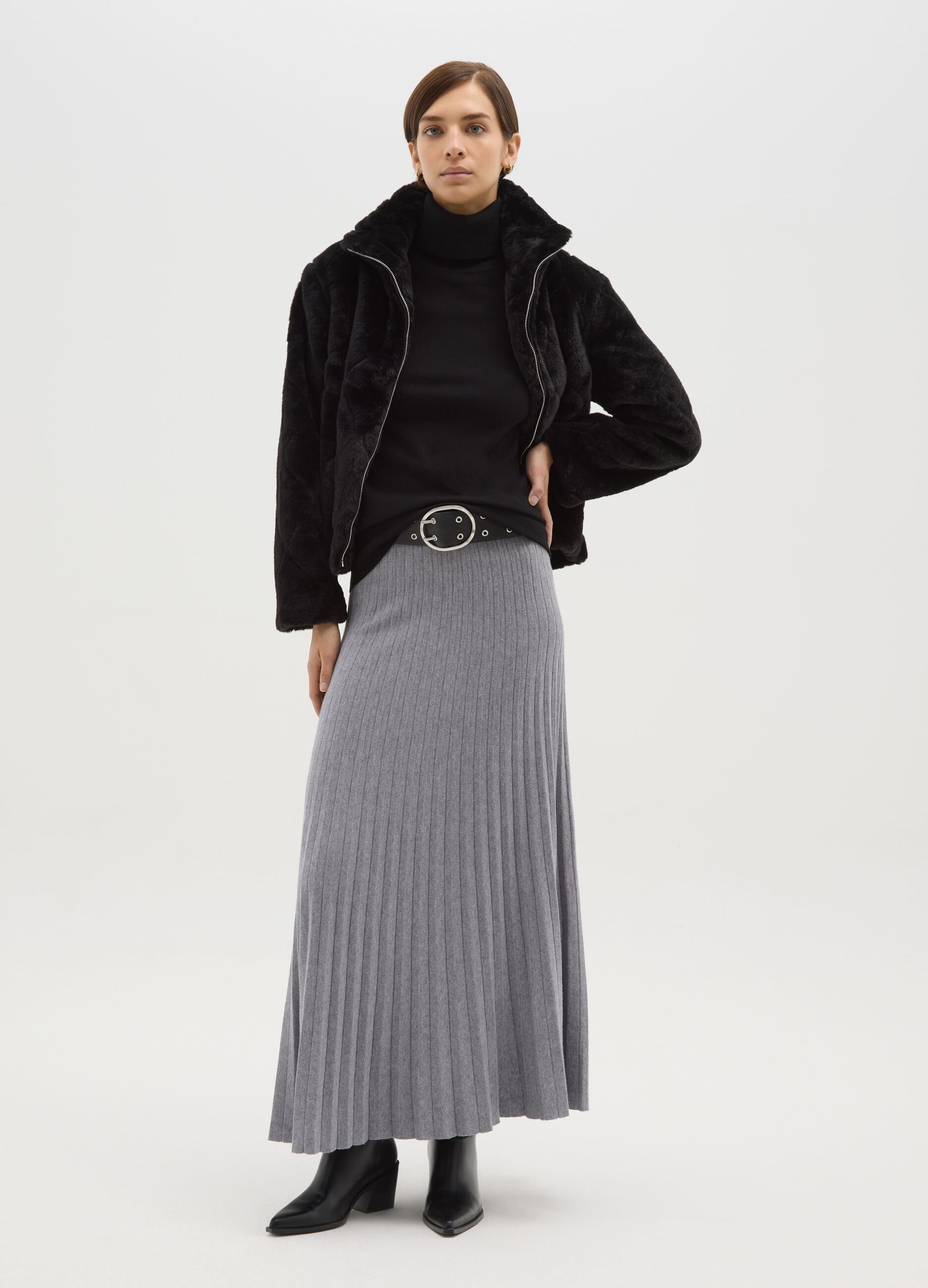 Black regular fit jacket with zip