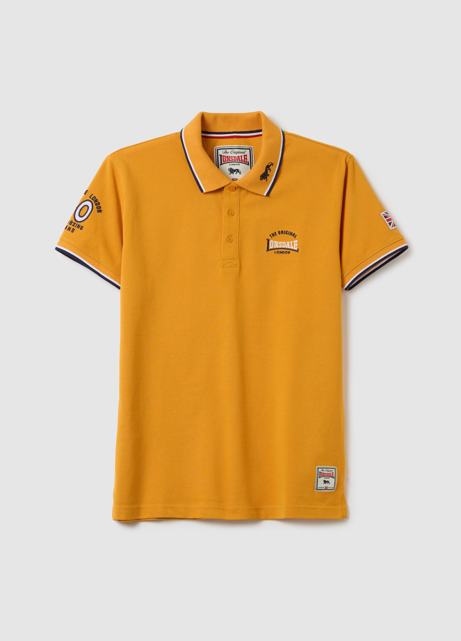 Polo da uomo in puro cotone arancione