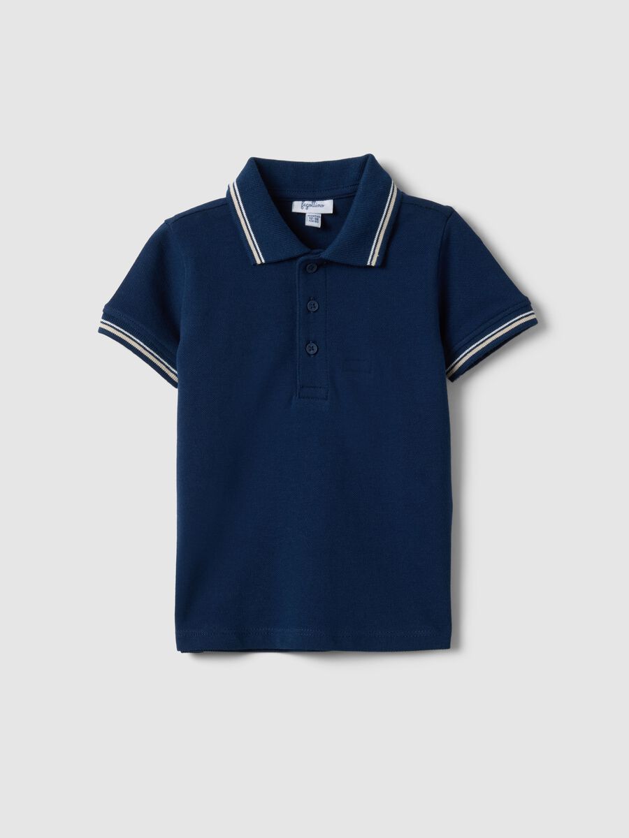 Kid's regular fit blue short sleeve pure cotton polo shirt_0