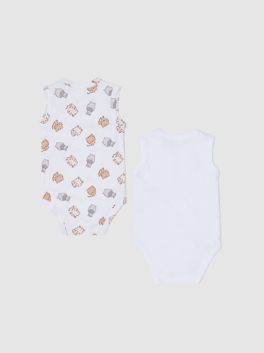 Two-pack bodysuits in organic cotton with V neck_1