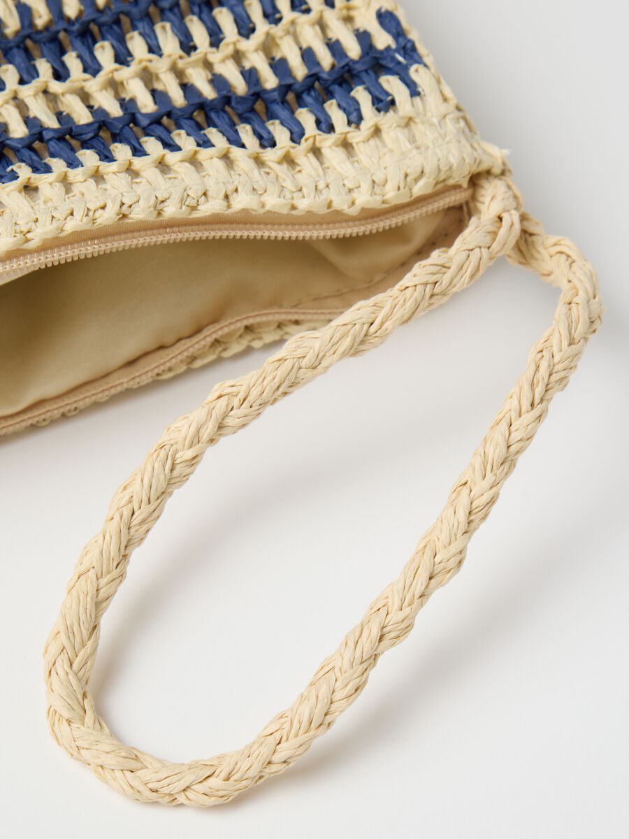 Blue and Beige Striped Textile Paper Clutch_2