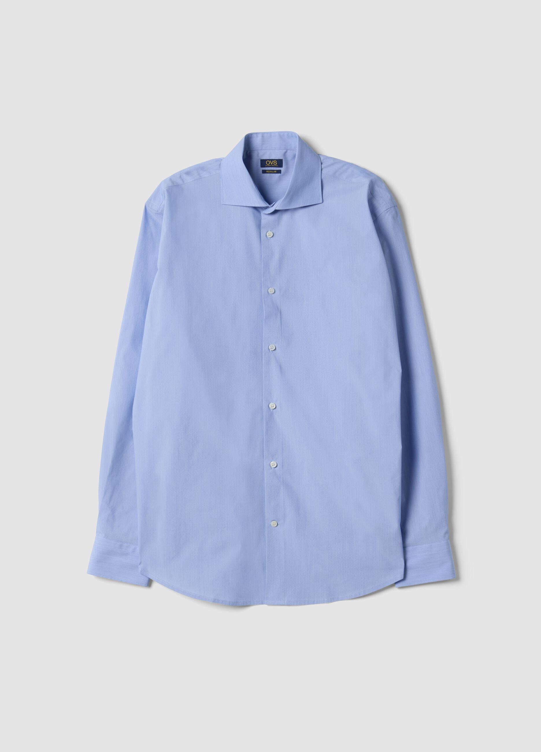 Light blue lyocell-blend shirt with French collar, easy-iron