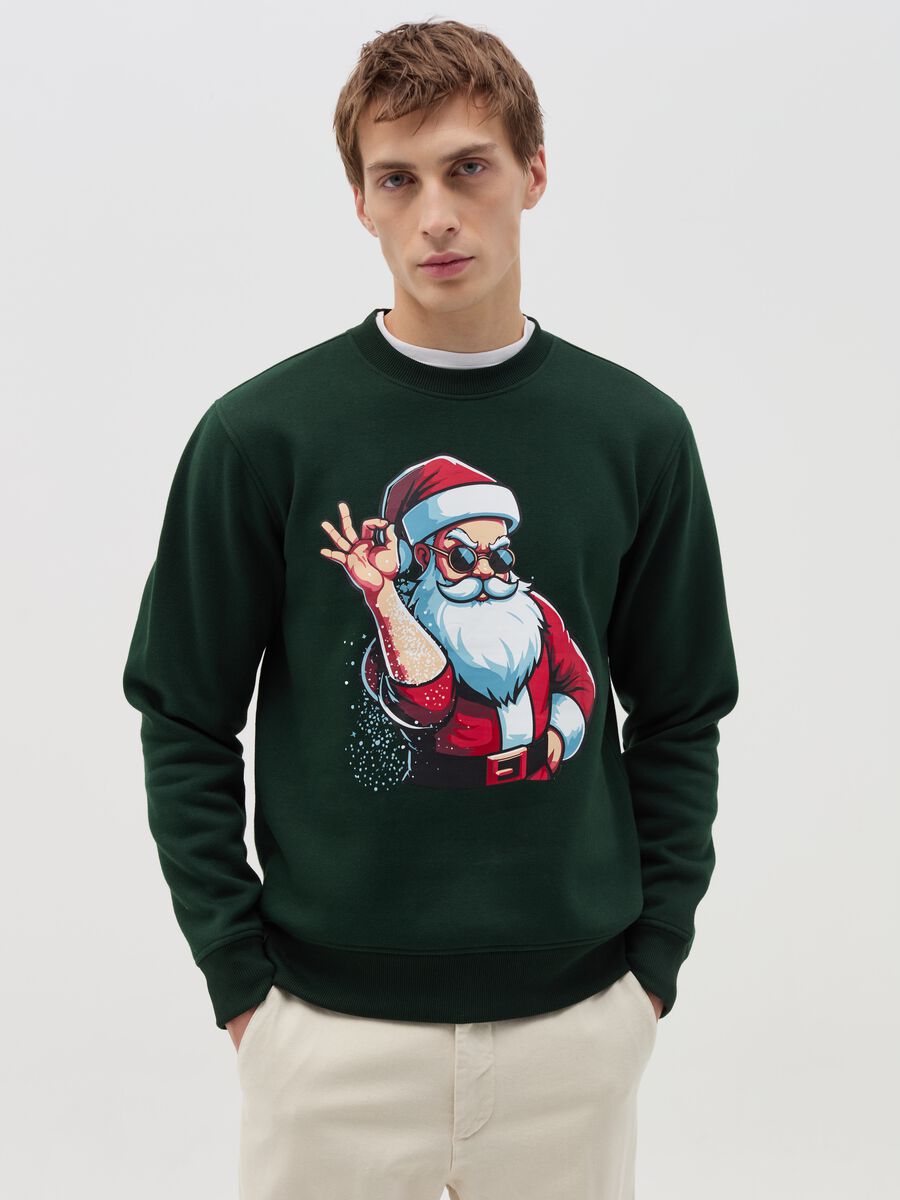 Sweatshirt with Father Christmas print round neck_0