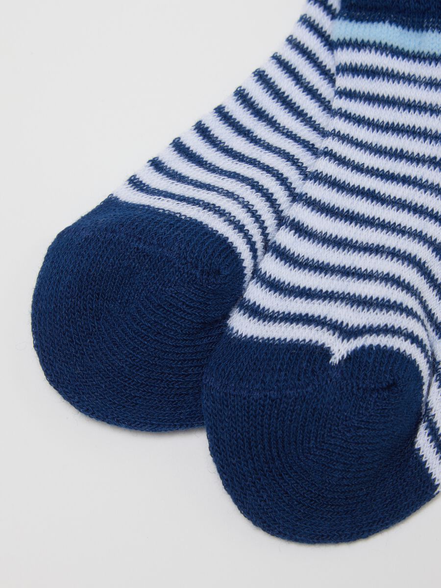 Bipack calze corte in misto cotone a righe multicolor per neonati_1