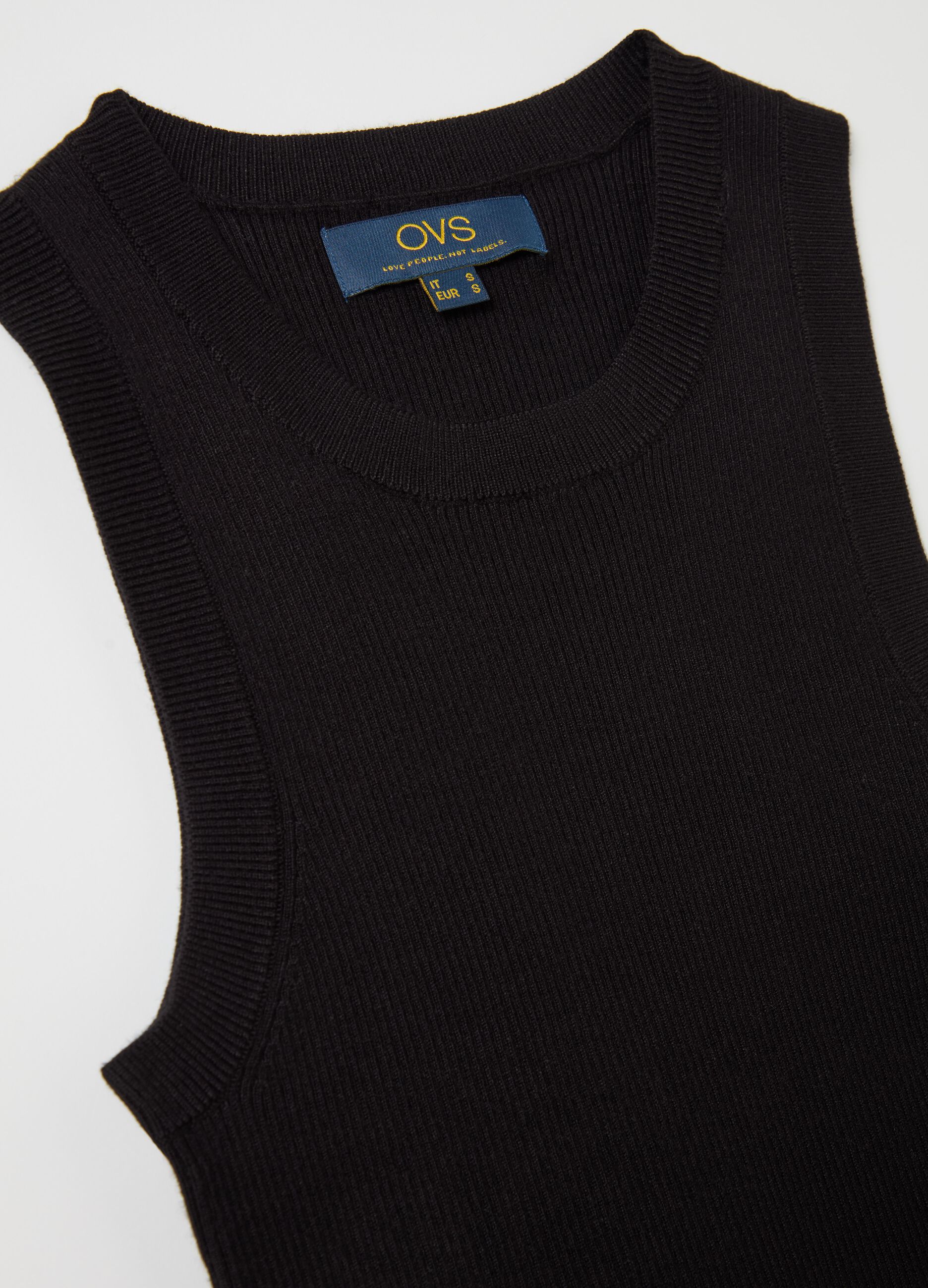 Ribbed tank top with halter neck