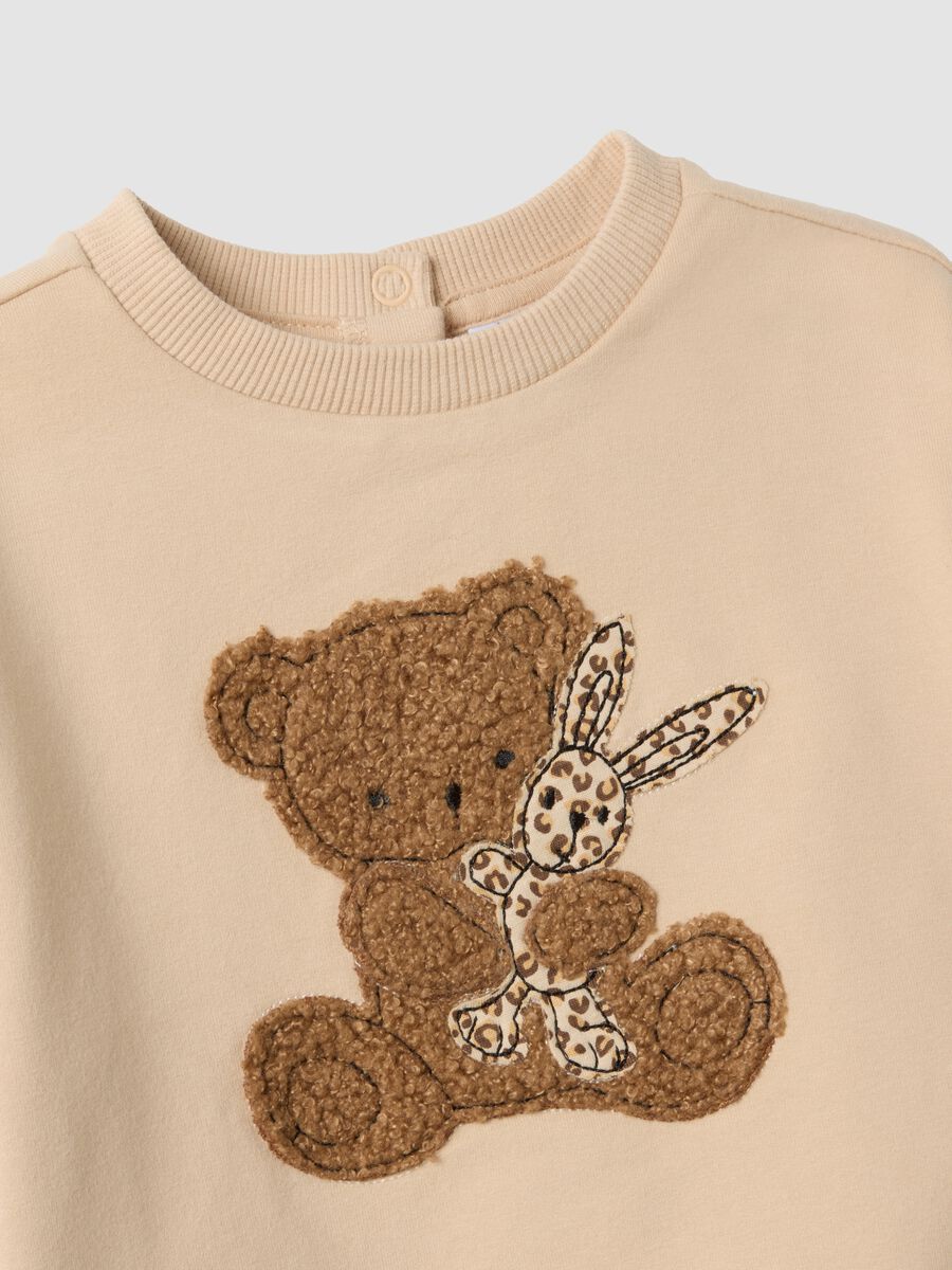 Felpa marrone in cotone elasticizzato con girocollo_2