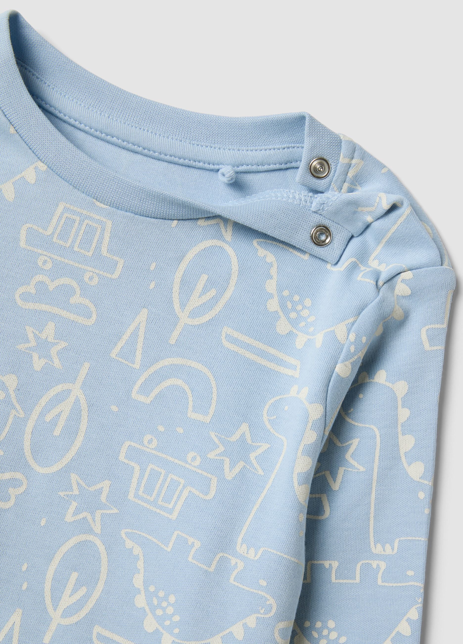 Light blue organic cotton crew‑neck pyjamas for baby and toddler