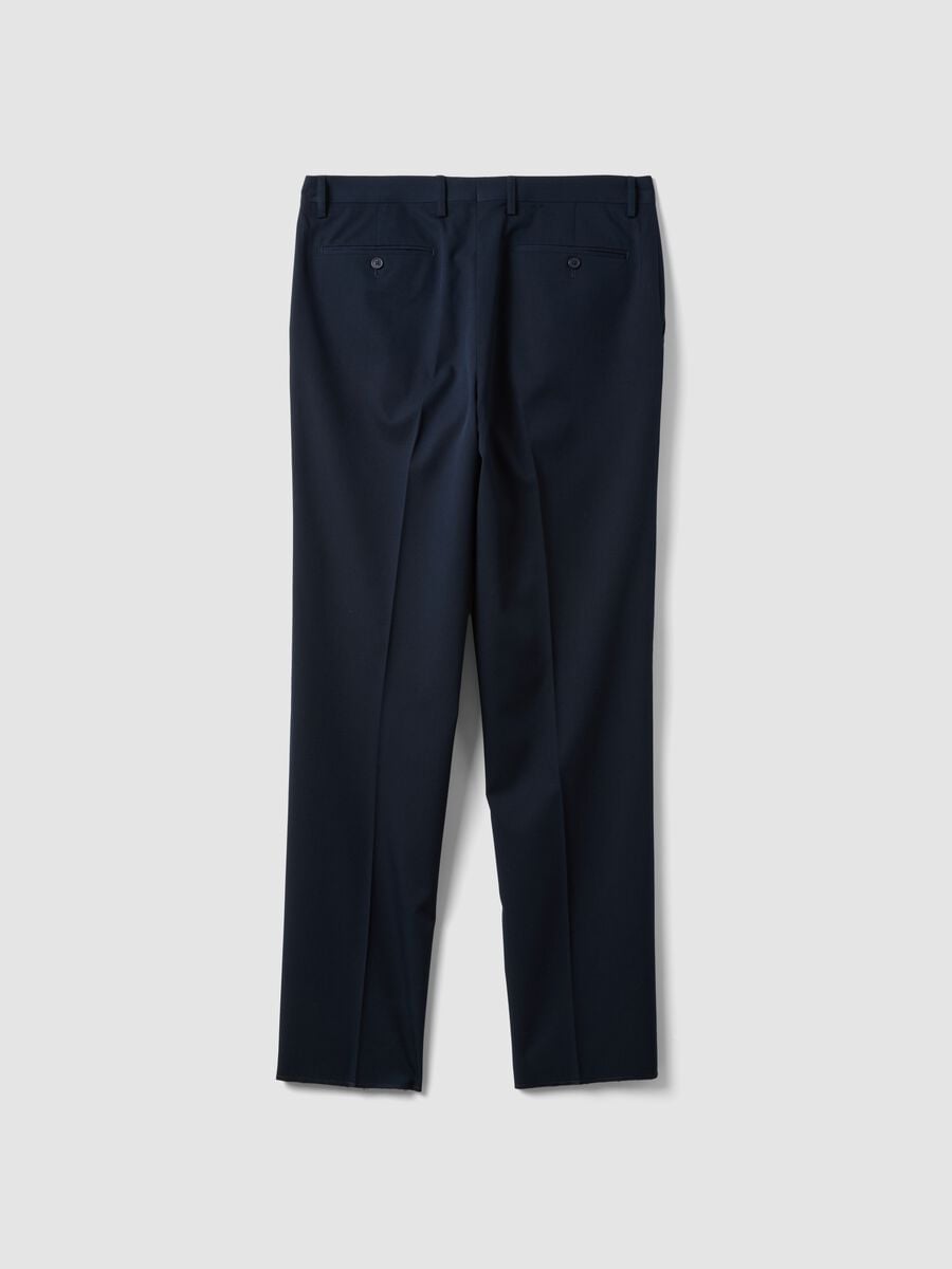 Pantaloni formali blu in viscosa elasticizzata regular fit_2