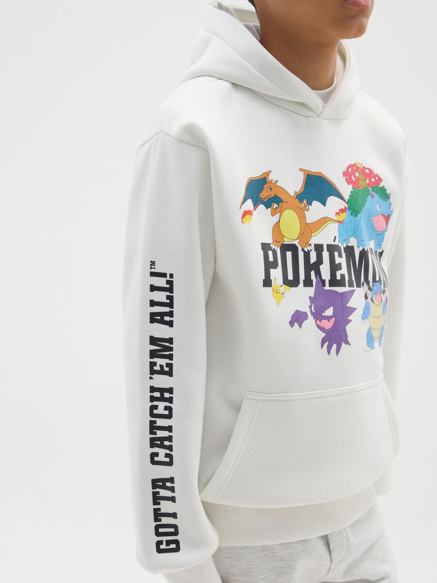 Felpa da bambino in misto cotone bianca con stampa Pokémon_2