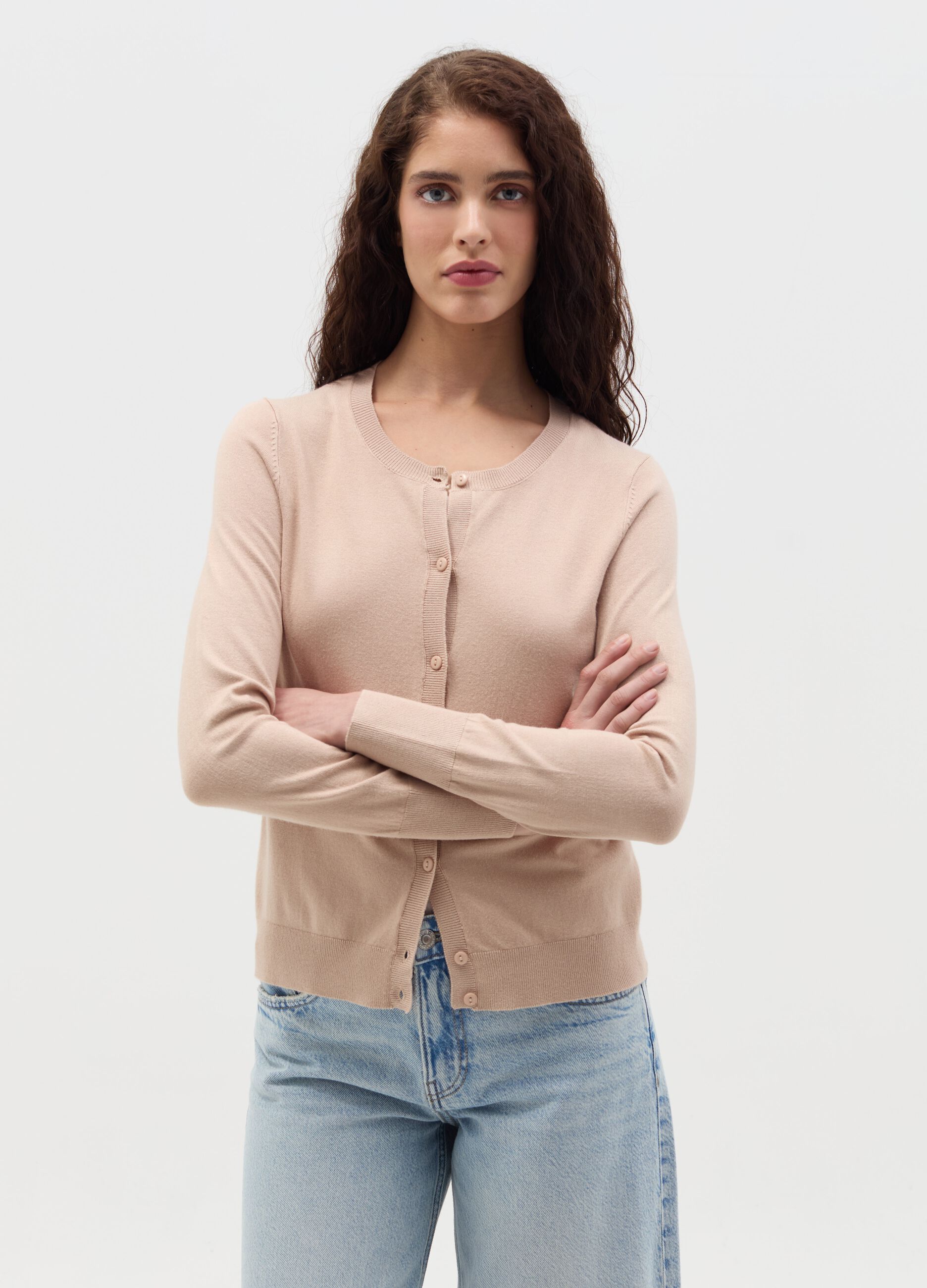 Cardigan con scollo rotondo