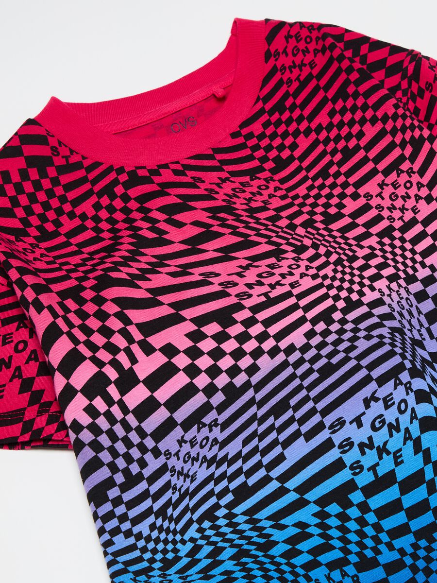 Cotton T-shirt with optical pattern_1