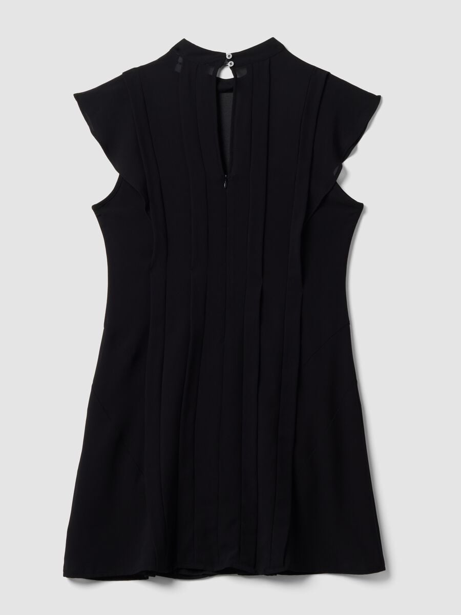 Black relaxed-fit dress with short ruffle sleeves_6