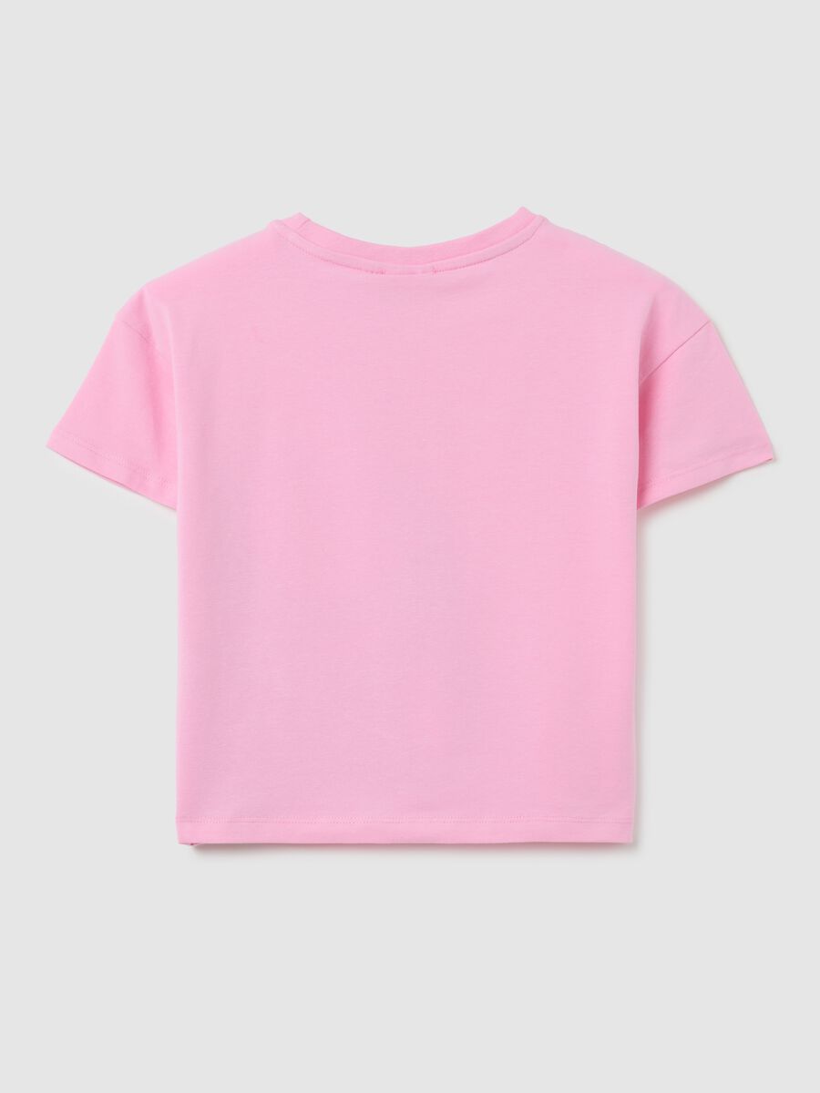 Girls' stretch cotton pink T-shirt with Snoopy print_1
