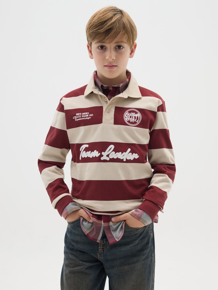 Boys' multicolour oversized striped pure cotton T-shirt_0