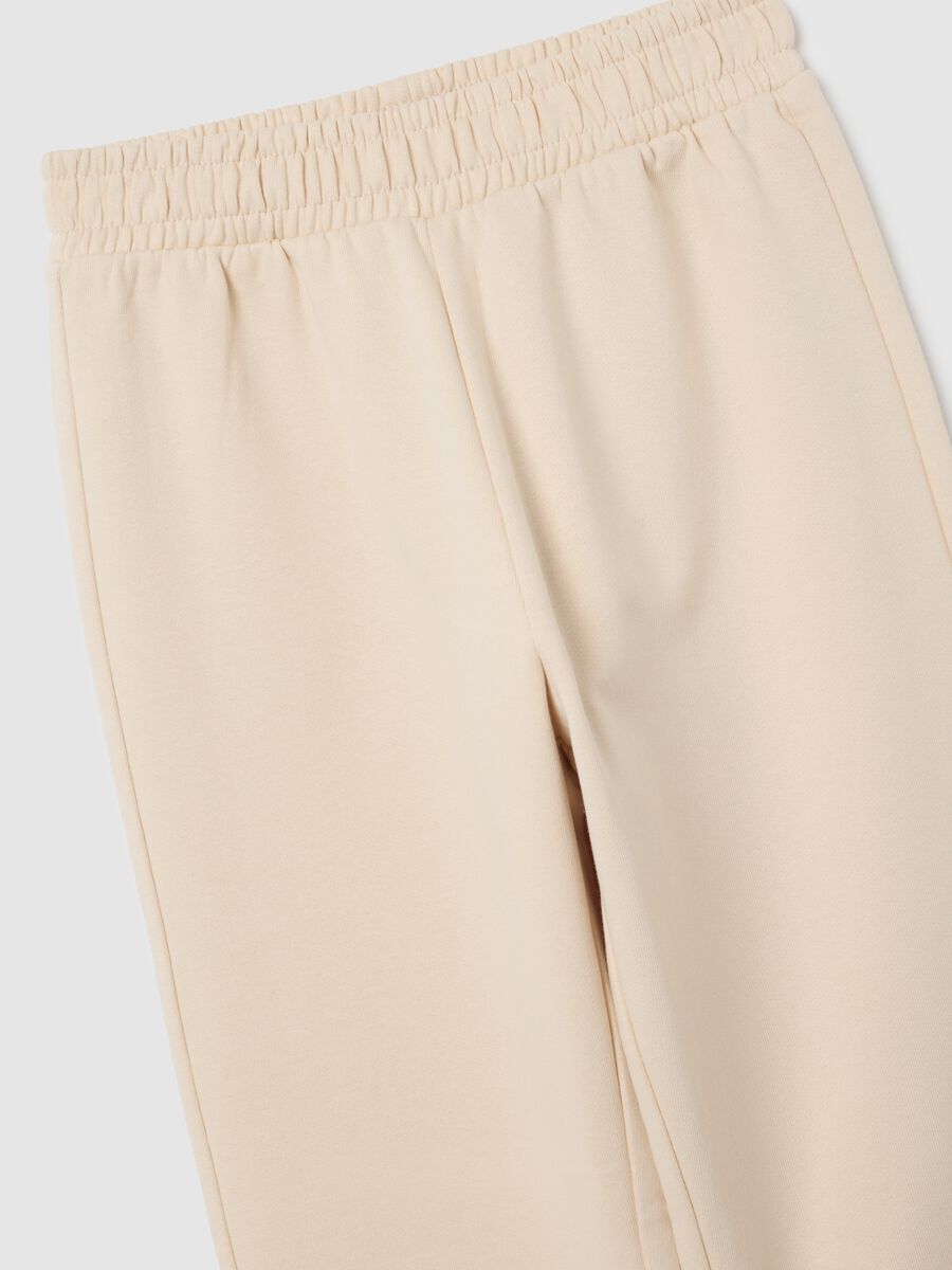 Girls' regular fit beige pure cotton trousers_2
