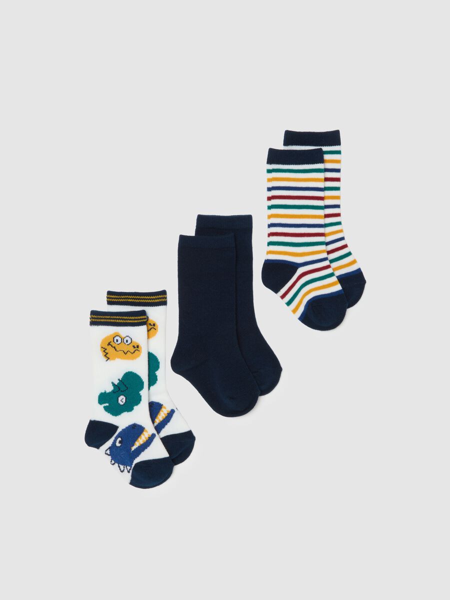 Baby Long Socks Tripack in Multicolour Cotton Blend_0